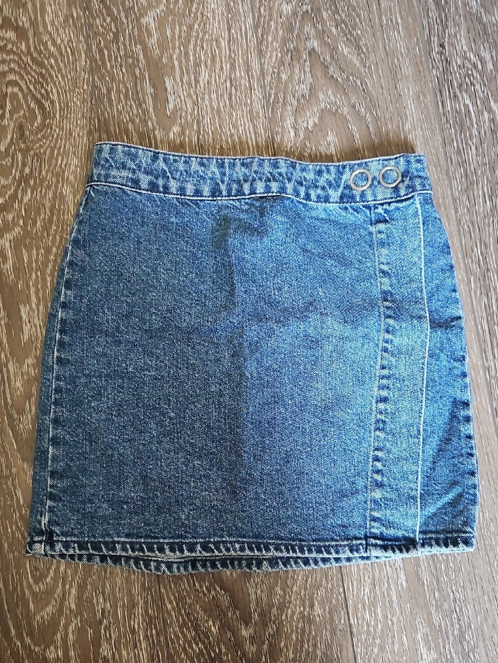 ASOS Blue Denim Mini Skirt with Double Grommet Detail